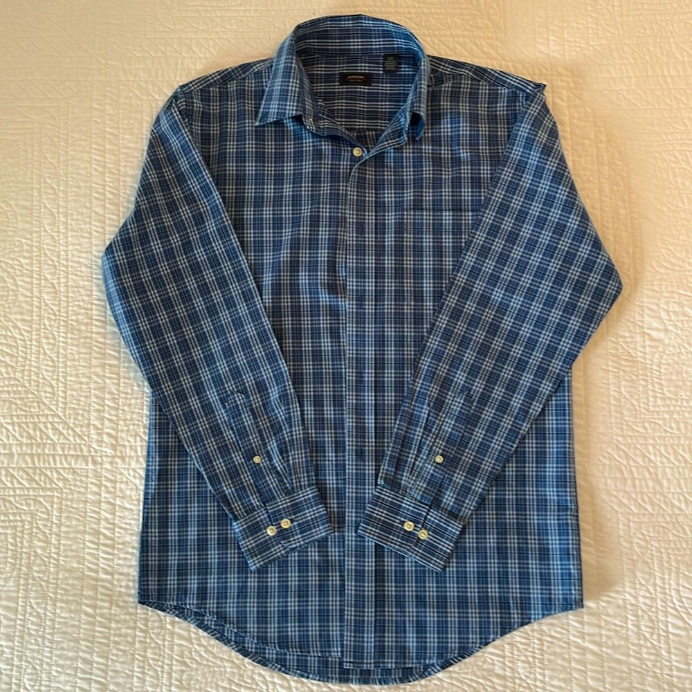 Men’s Arrow Blue Plaid Dress Shirt - Size Small
